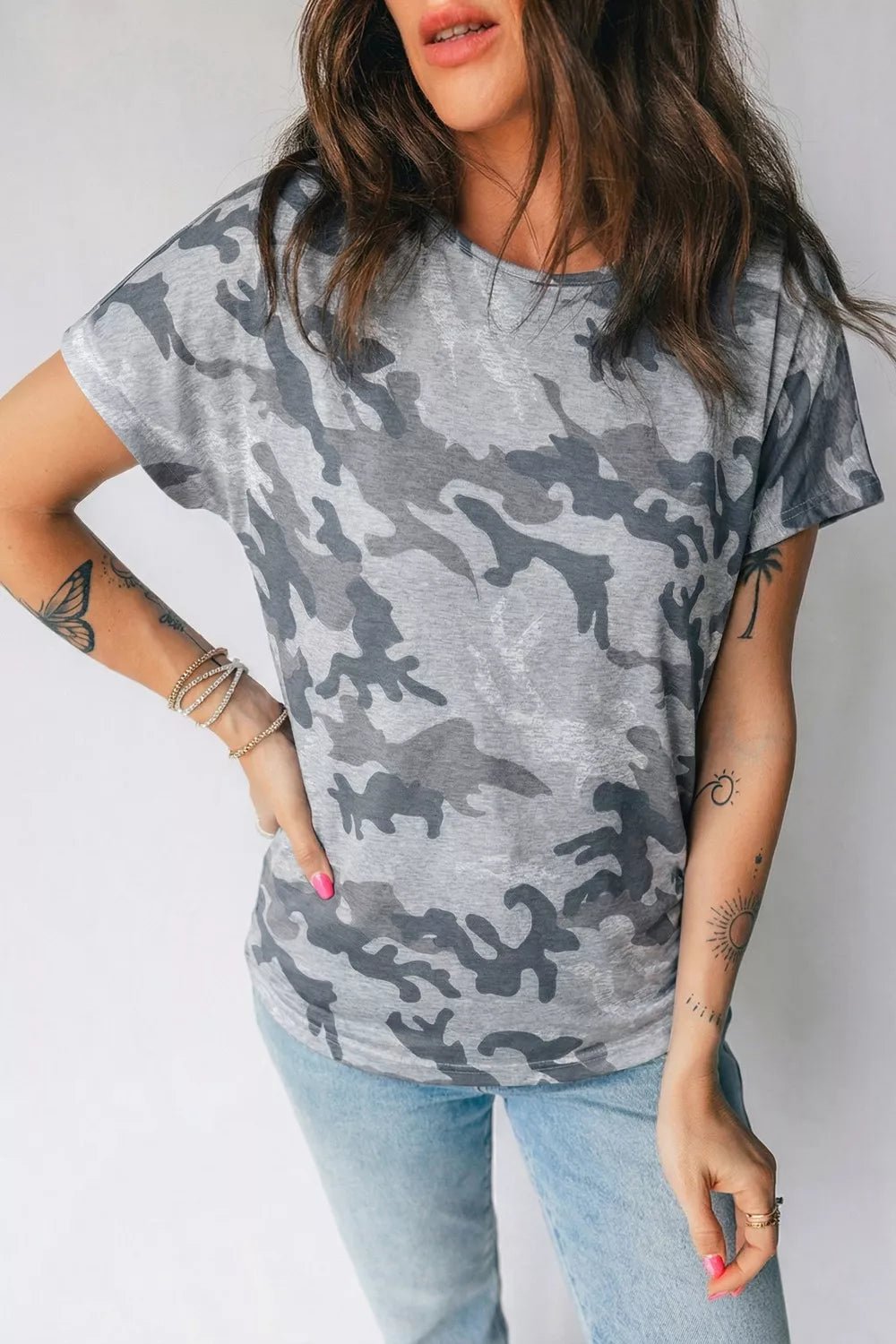 Camo Print Casual T Shirt - Cowtown Bling N Things