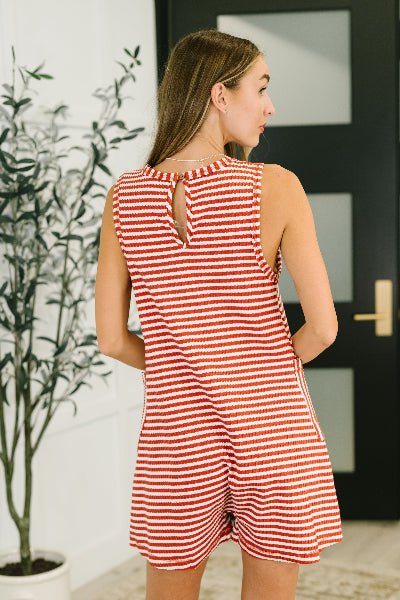 Caught You Staring Ribbed Knit Romper in Rust - Cowtown Bling N Things