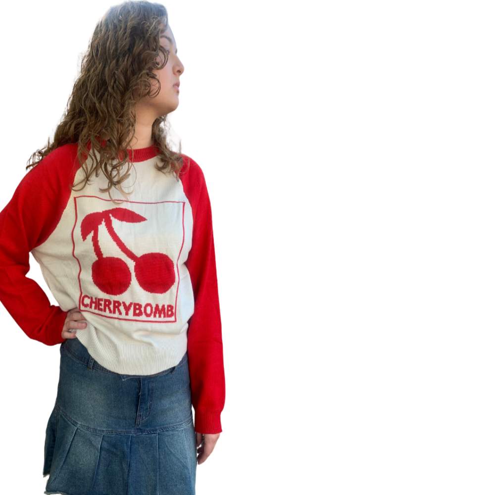 EE:Some |Cherry Bomb Raglan Sleeve Sweater| Red| S-L