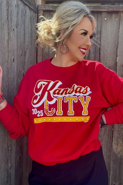 Chiefs Vintage Football Sweatshirt | Texas True Threads | Cowtown Bling N Things - Cowtown Bling N Things