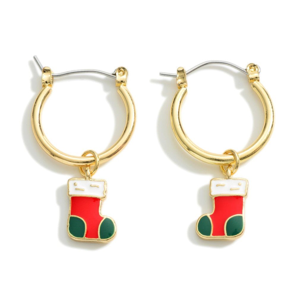 Christmas Stocking Hoop Earrings - Cowtown Bling N Things
