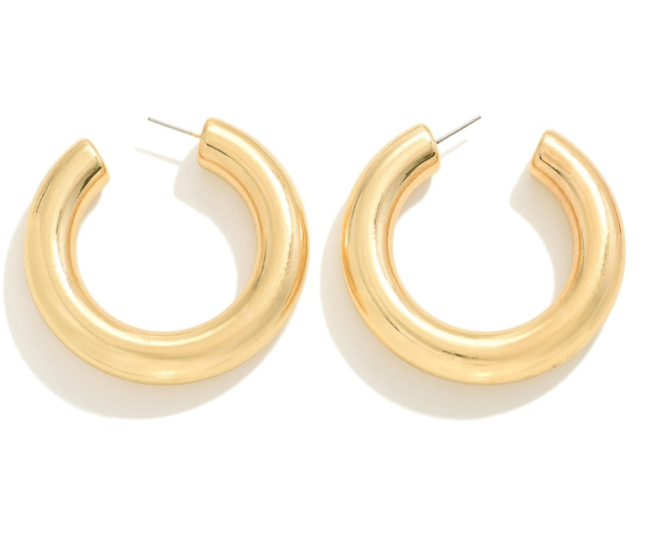 Chunky Metal Drop Hoop Earrings - Cowtown Bling N Things