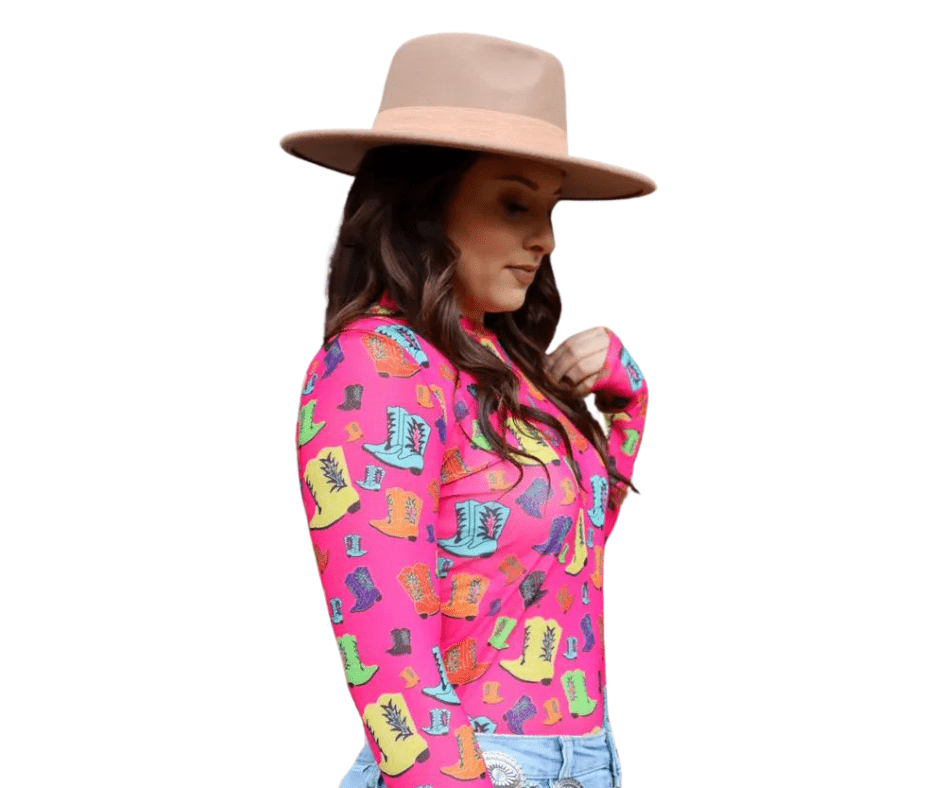 Colorful Boots Mesh Top - Cowtown Bling N Things