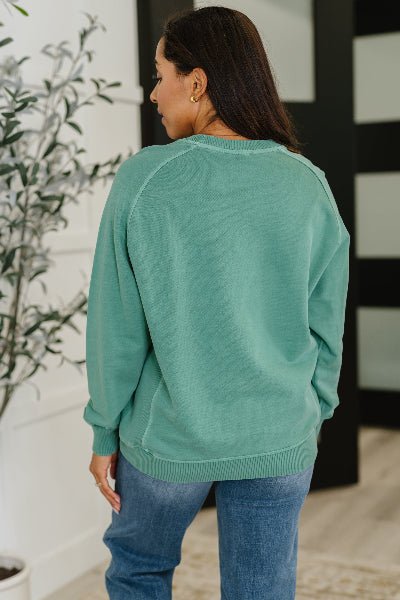 Daily Ease Mineral Wash Pullover in Dark Green - Cowtown Bling N Things
