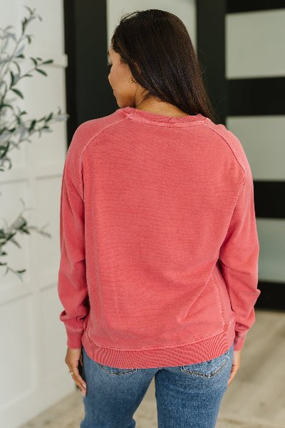 Daily Ease Mineral Wash Pullover in Ruby - Cowtown Bling N Things
