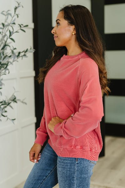 Daily Ease Mineral Wash Pullover in Ruby - Cowtown Bling N Things