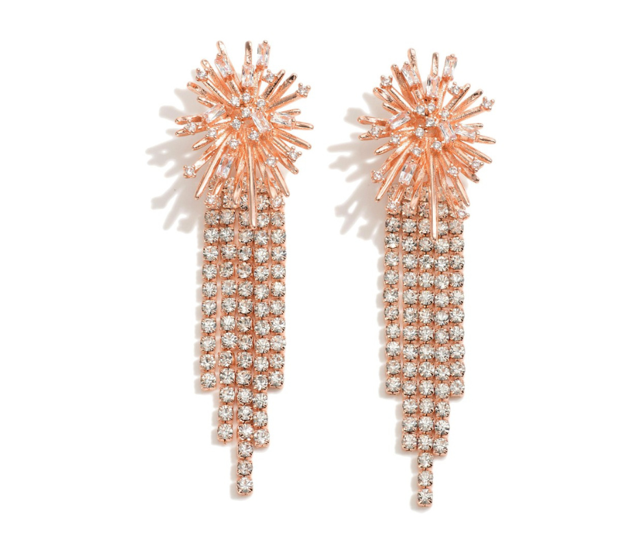 Statement Rose Gold Tone Starburst Earrins - Cowtown Bling N Things