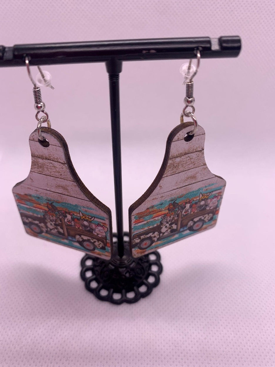 Animals in Truck Earrings - Cowtown Bling N Things