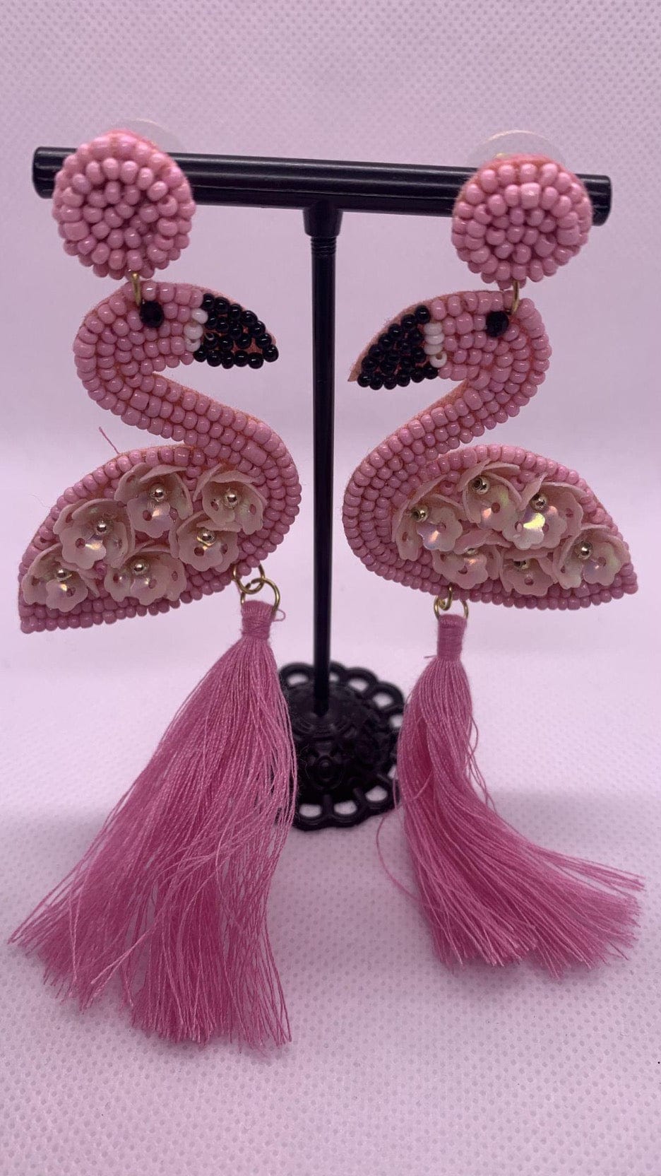Flamingo Seed Bead Post drop earrings - Cowtown Bling N Things