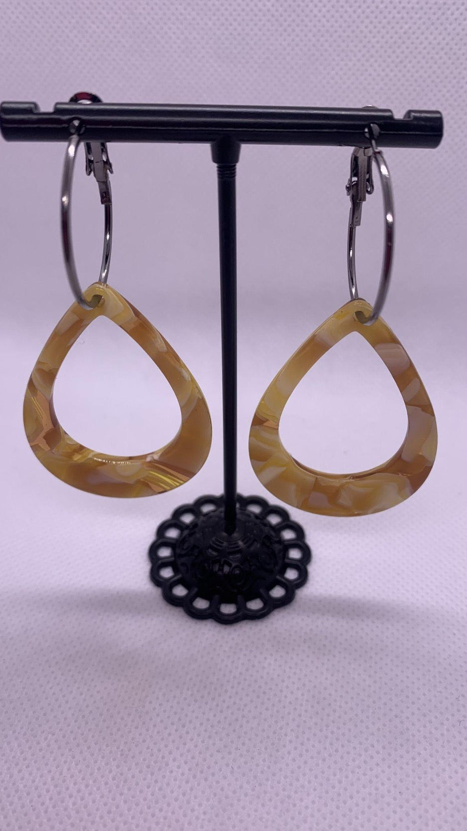 Acryllic yellow teardrop shape hoop earrings - Cowtown Bling N Things