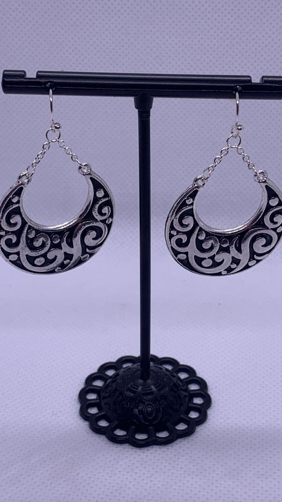 Dangle hoop silver earrings - Cowtown Bling N Things