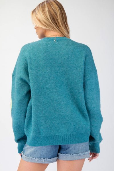 Easel | Alien Pattern| Sweater| Teal | S - L - Cowtown Bling N Things