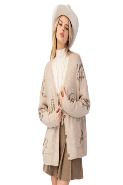 Easel | Dinosaur Pattern | Knit Cardigan Sweater | S - L - Cowtown Bling N Things