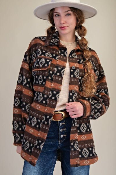 Easel Ethnic Pattern Shacket - Cowtown Bling N Things