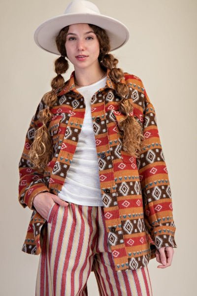 Easel Ethnic Pattern Shacket - Cowtown Bling N Things