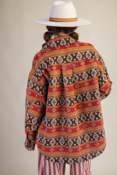 Easel Ethnic Pattern Shacket - Cowtown Bling N Things