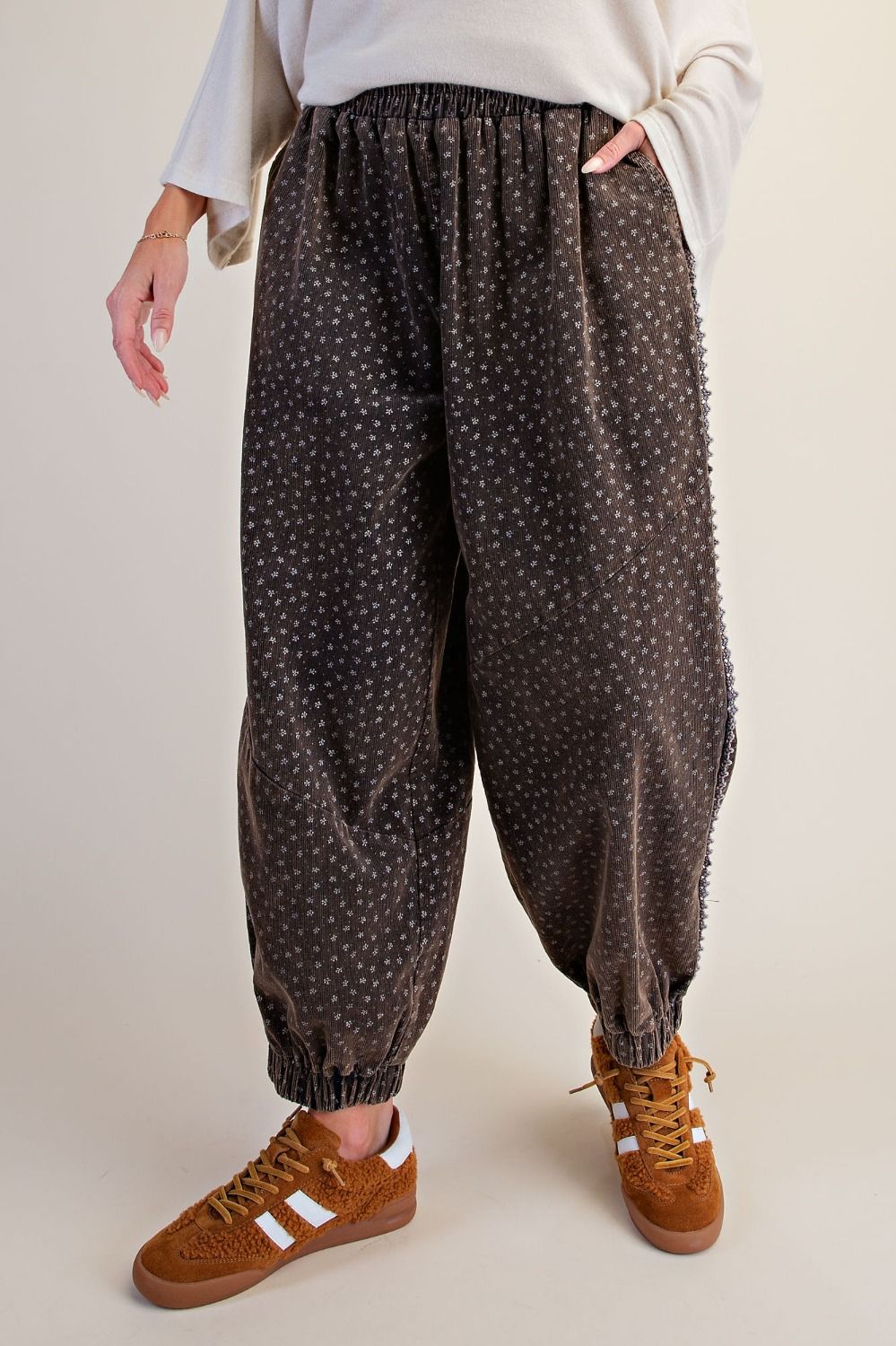 Easel Floral Corduroy Jogger - Cowtown Bling N Things