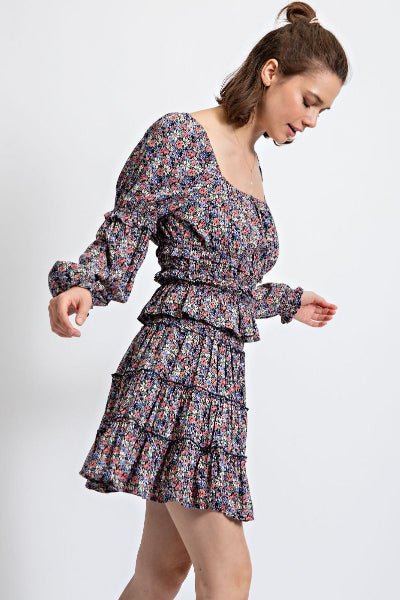 Easel Floral Print Mini Skirt & Top Set | Exclusive Two - Piece Floral Duo - Cowtown Bling N Things