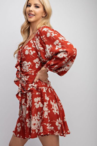 Easel Floral Printed Fitted Dress - Cowtown Bling N Things