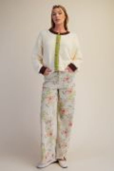 Easel Floral Printed Washed Corduroy Pants - Cowtown Bling N Things