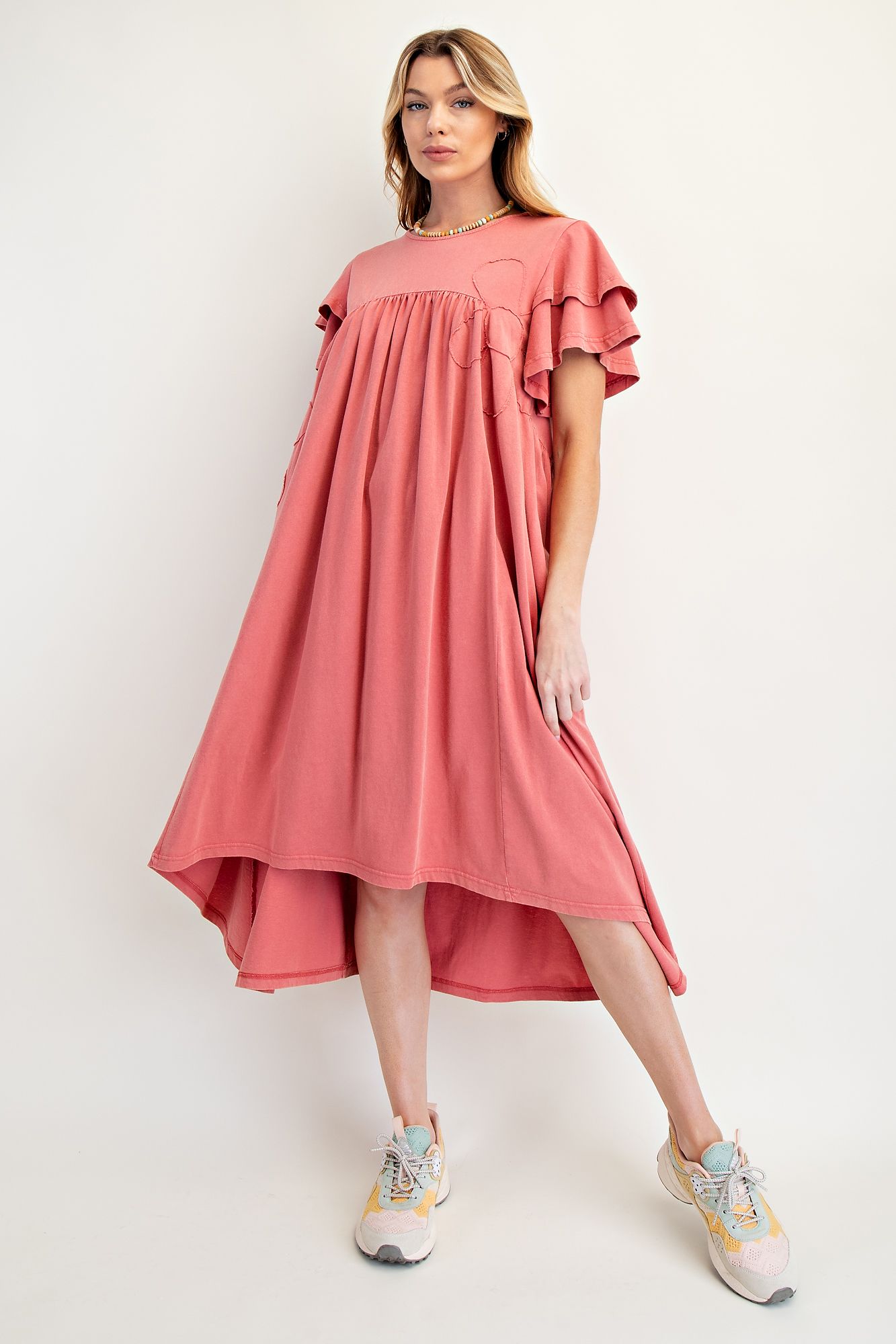 Easel Flower Patch Mineral Washed Knit Dress - Cowtown Bling N Things