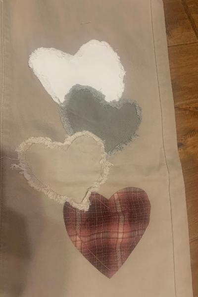 Easel| Heart Patch Stretch Twill | Pants | Khaki| S - L - Cowtown Bling N Things