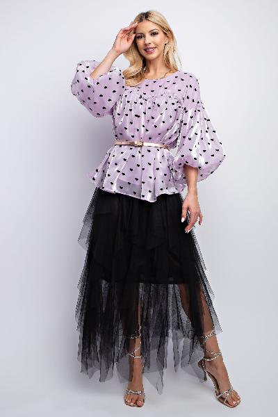 Easel| Heart Printed Organza Babydoll Top| Cream| S - L - Cowtown Bling N Things