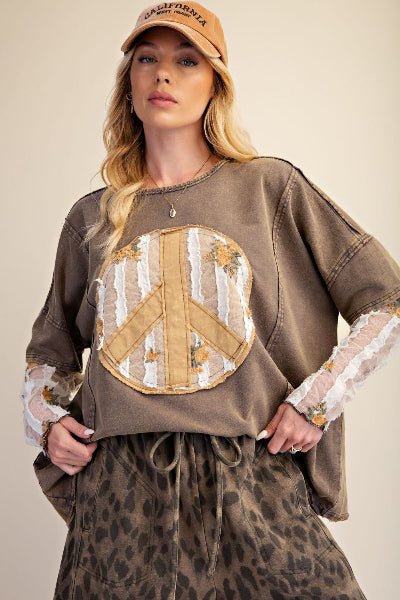 Easel Lace Peach Patch Top - Cowtown Bling N Things