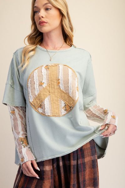 Easel Lace Peach Patch Top - Cowtown Bling N Things