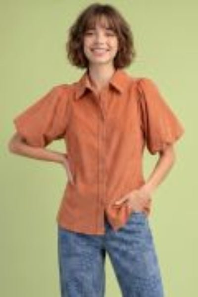 Easel Mineral Washed Corduroy Blouse - Cowtown Bling N Things