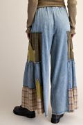 Easel Mixed Print Patchwork Chambray Pants - Cowtown Bling N Things