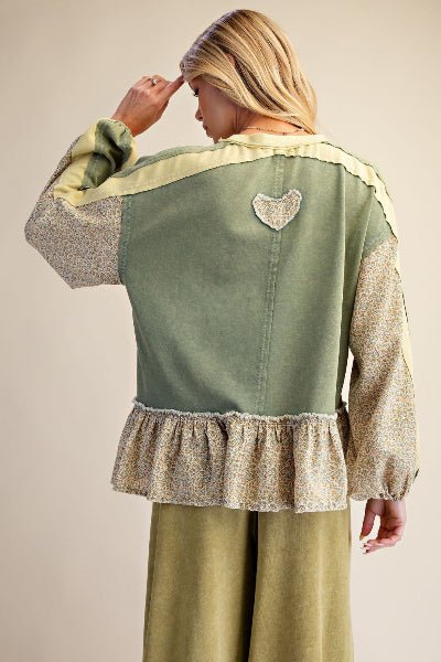 Easel Print Mix Mineral Washed Top - Cowtown Bling N Things