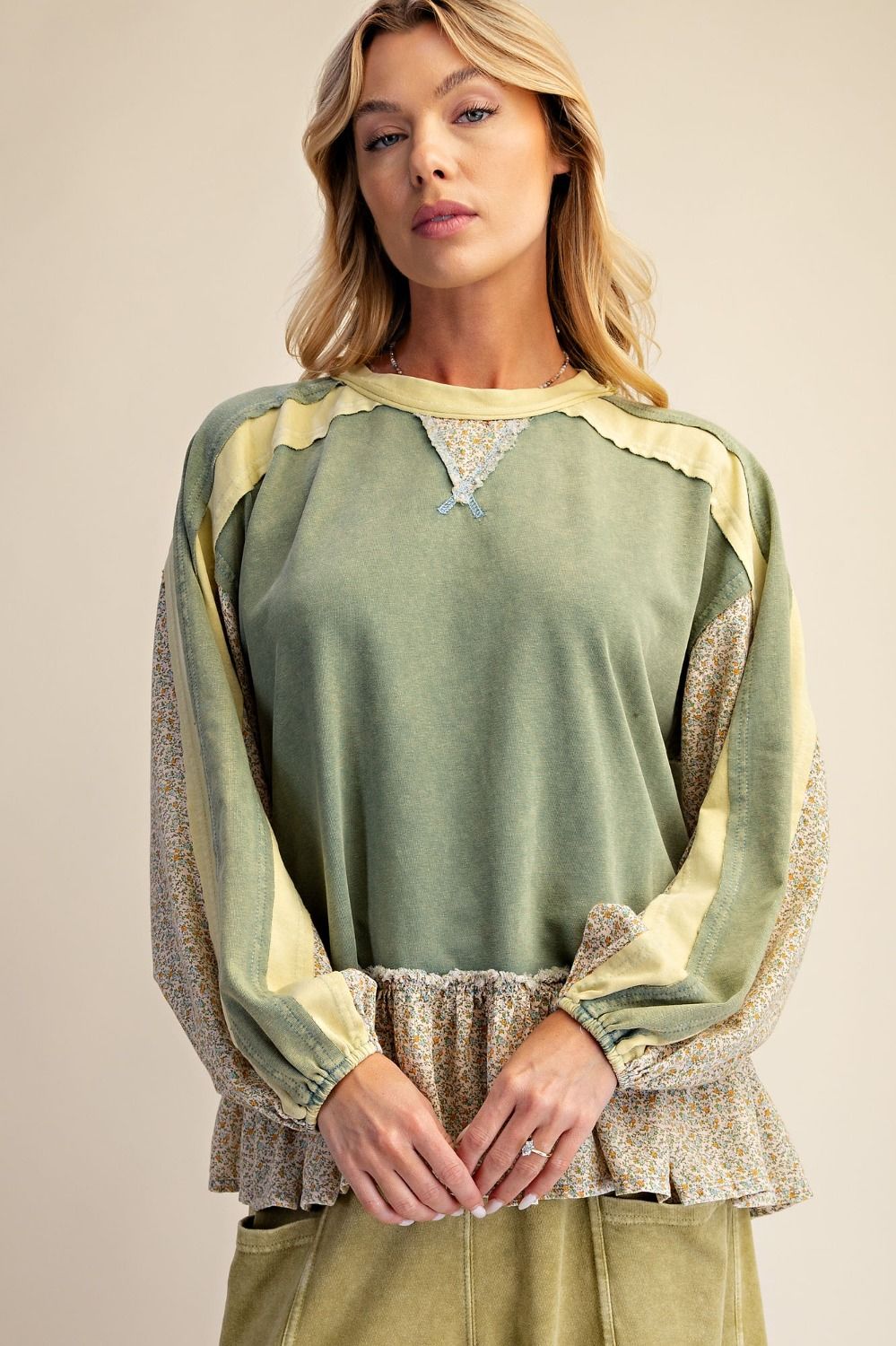 Easel Print Mix Mineral Washed Top - Cowtown Bling N Things