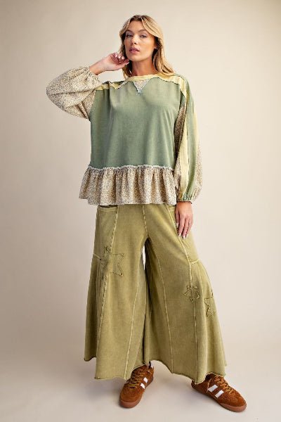 Easel Print Mix Mineral Washed Top - Cowtown Bling N Things