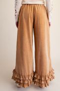 Easel Ruffle Bottom Mineral Wash Pants - Cowtown Bling N Things