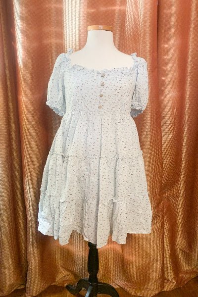 Easel | Short Sleeve Printed | Dress | Misty Blue | S - L - Cowtown Bling N Things