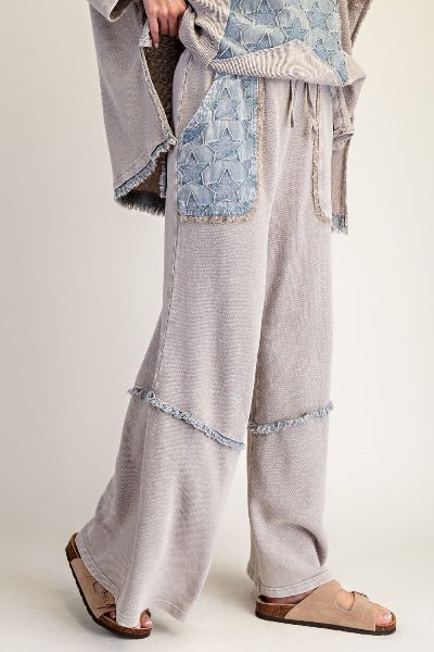 Easel Star Patch Mix Washed Terry Pants - Cowtown Bling N Things