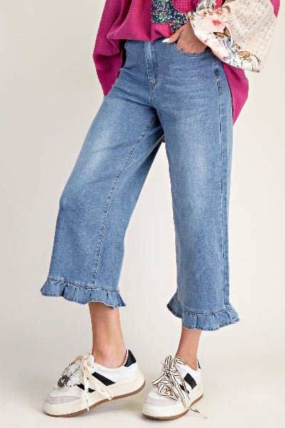 Easel Stretch Twill Ruffle Bottom Pants - Cowtown Bling N Things