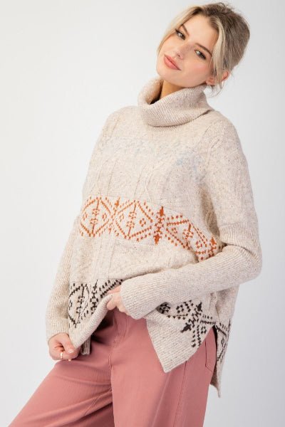 Easel Turtle Neck Knit Sweater Top - Cowtown Bling N Things