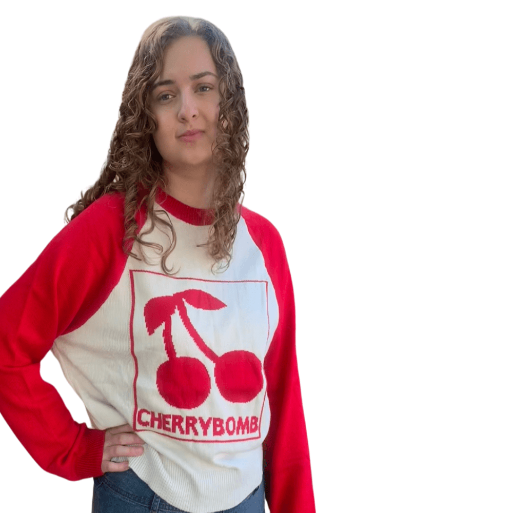 EE:Some |Cherry Bomb Raglan Sleeve Sweater| Red| S - L - Cowtown Bling N Things