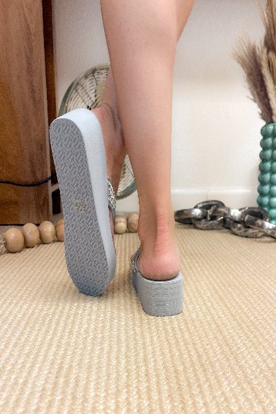 Evita Grey Glam Platform Sandal - Cowtown Bling N Things