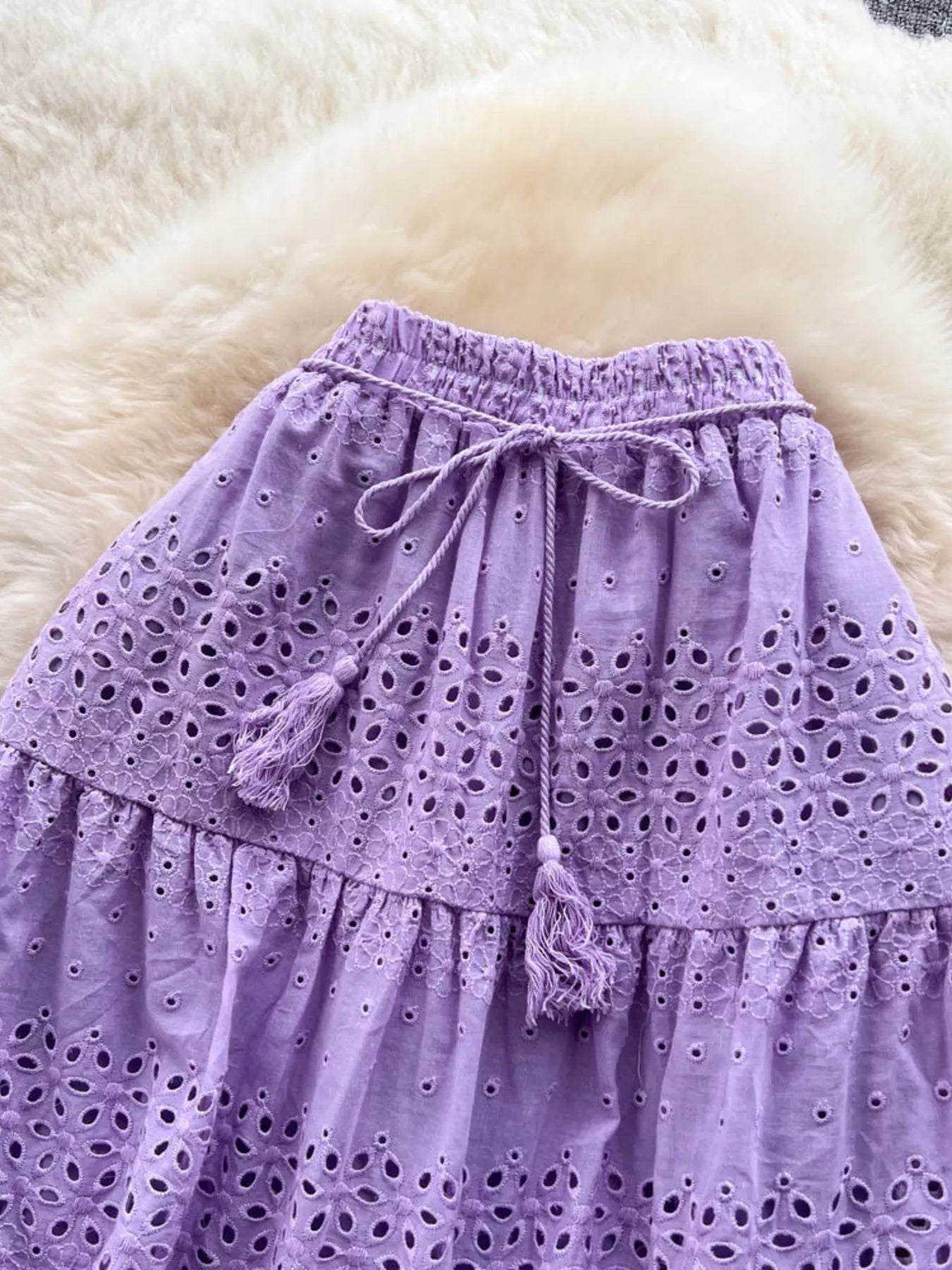 Eyelet Tiered Maxi Skirt - Cowtown Bling N Things