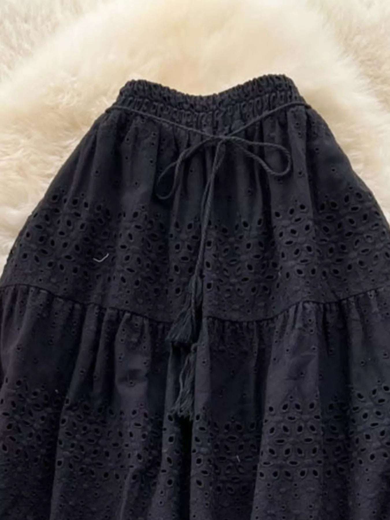Eyelet Tiered Maxi Skirt - Cowtown Bling N Things