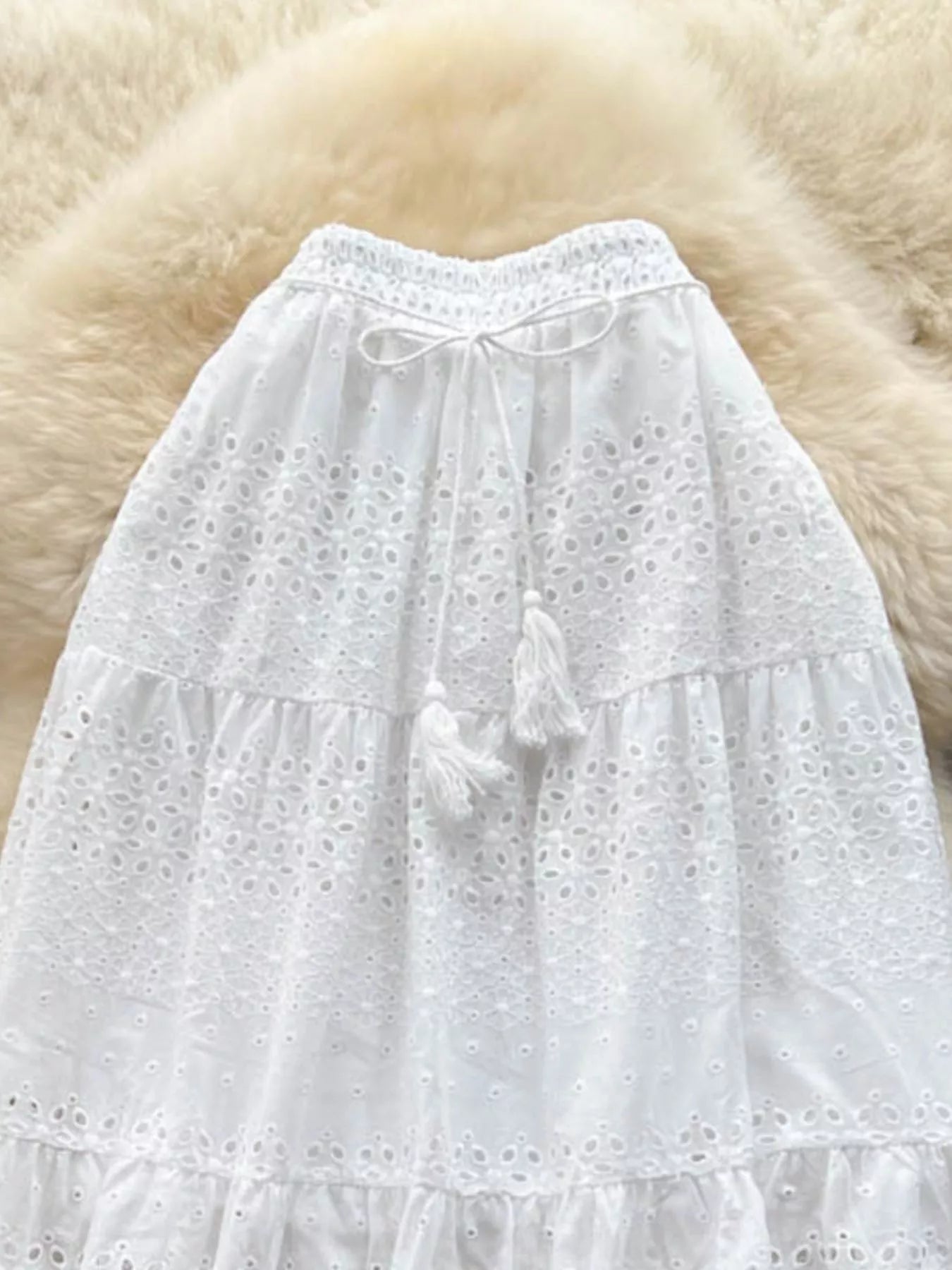 Eyelet Tiered Maxi Skirt - Cowtown Bling N Things