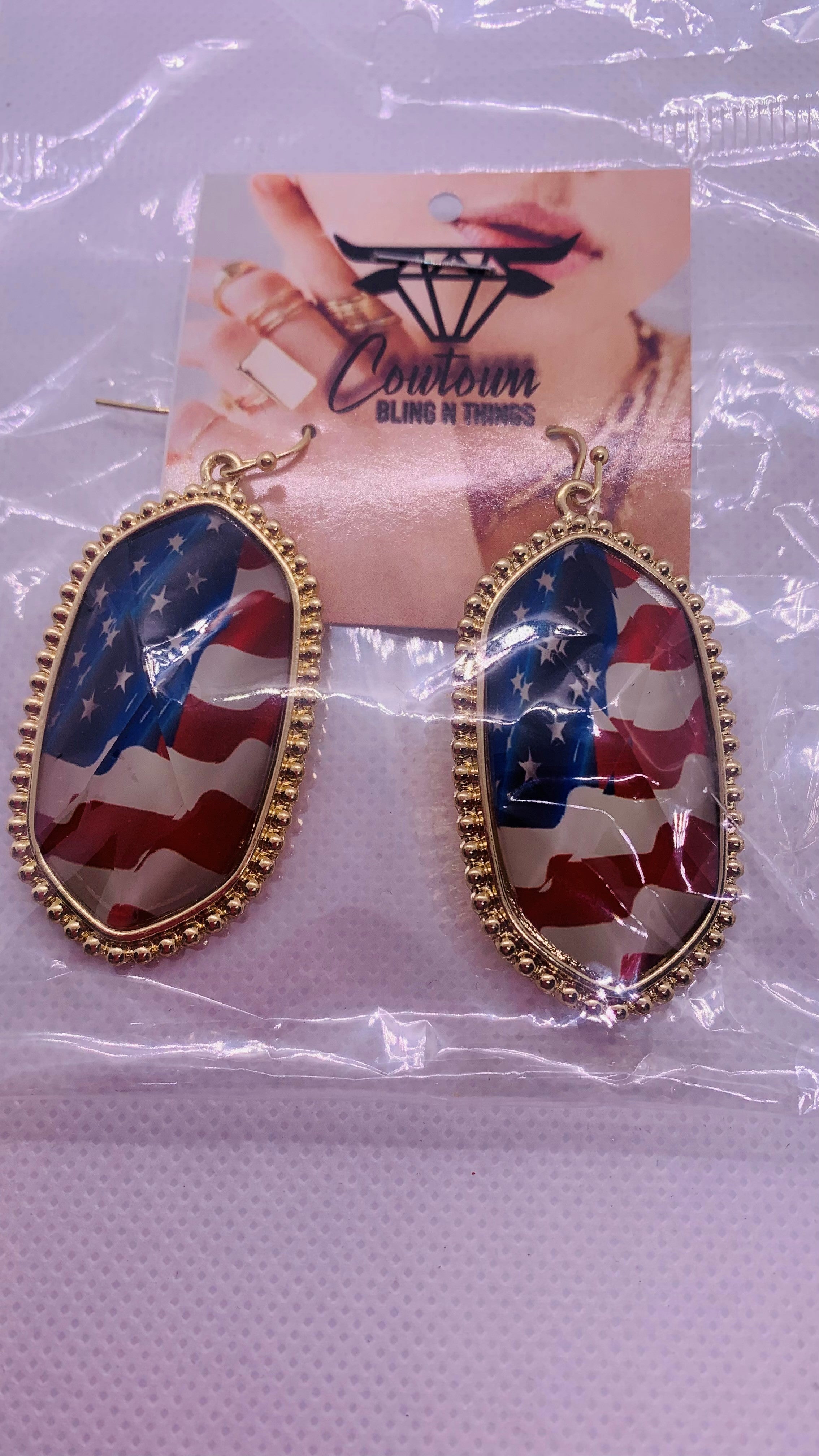 Patriotic American Flag  Earrings - Cowtown Bling N Things