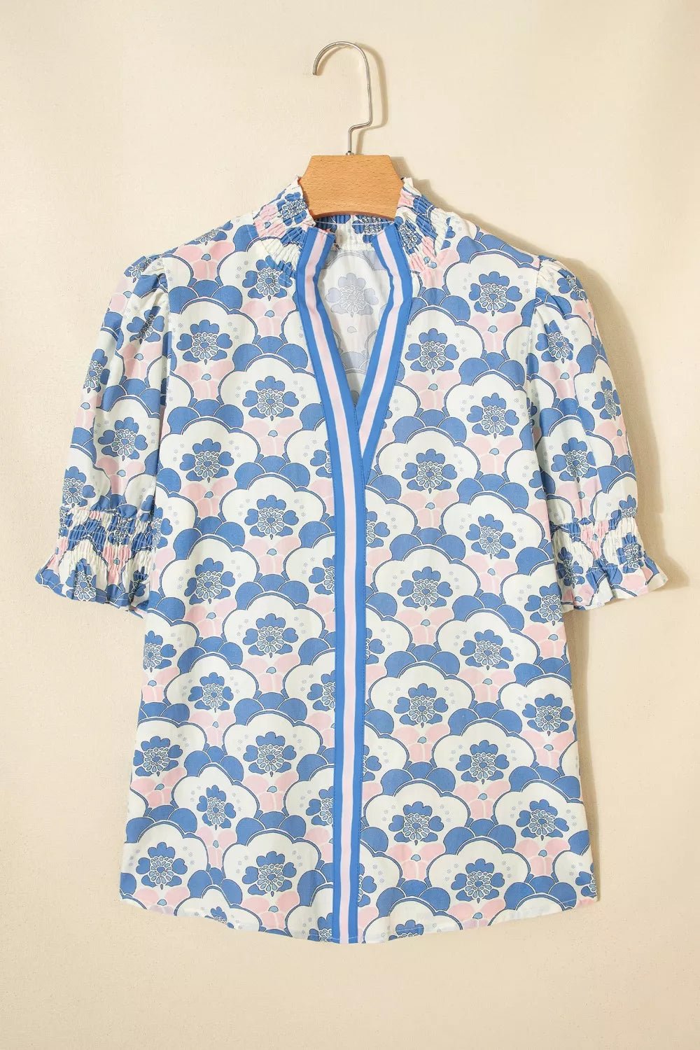 Floral Print Puff Sleeve Blouse - Cowtown Bling N Things
