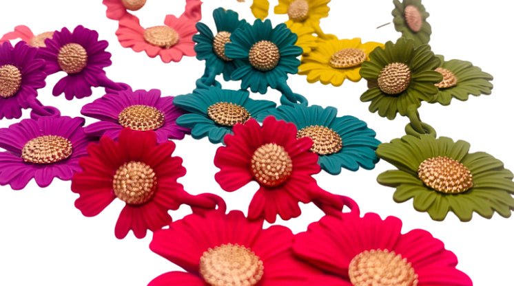 Flower Post Dangle Earrings - Cowtown Bling N Things