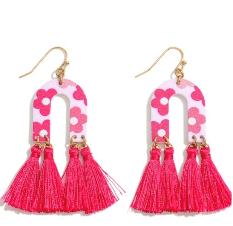 Flower Resin Arch Drop Earrings - Cowtown Bling N Things