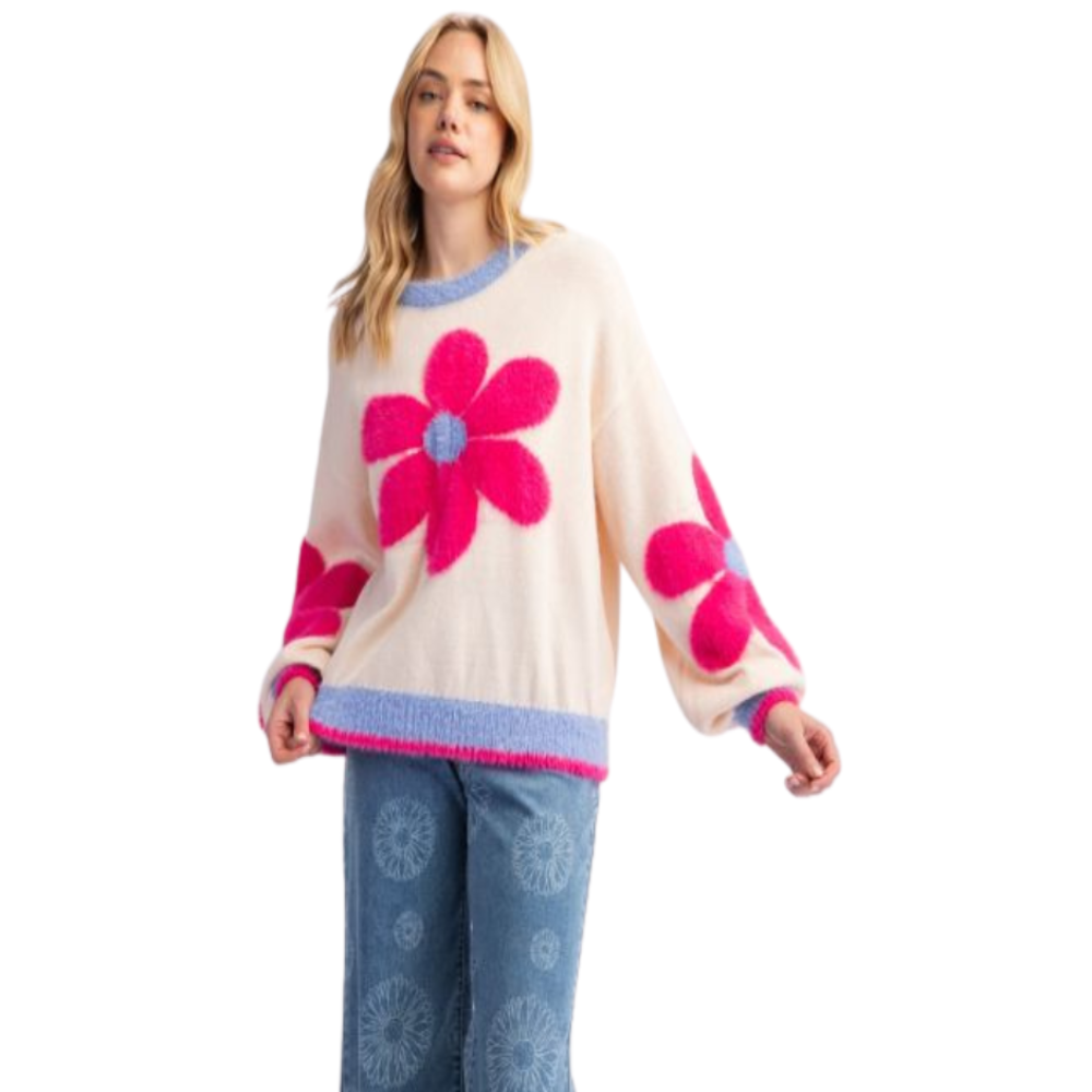 Easel| Daisy Patter Knitted Sweater|S-L