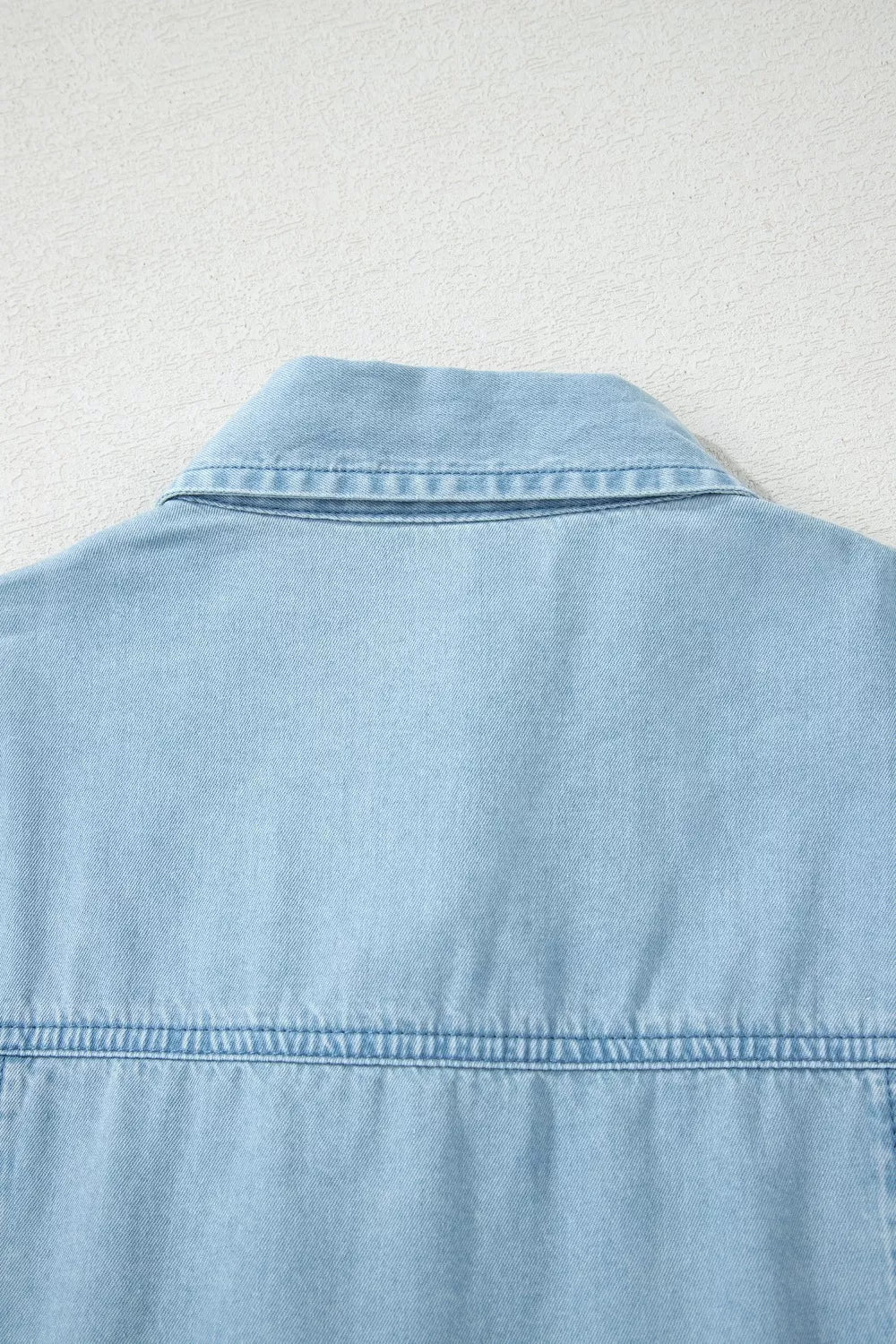 Full Buttons Collared Short Bubble Sleeve Long Denim Dress - Cowtown Bling N Things
